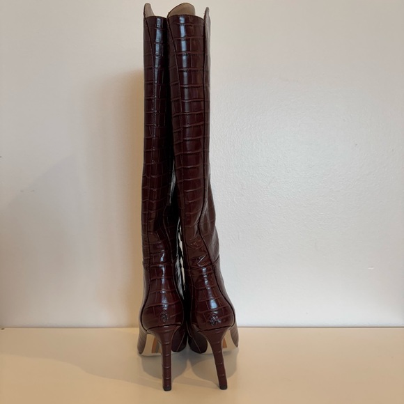 Sam Edelman - Wide Calf Red Croc-Embossed Knee-High Boots - Picture 4 of 7